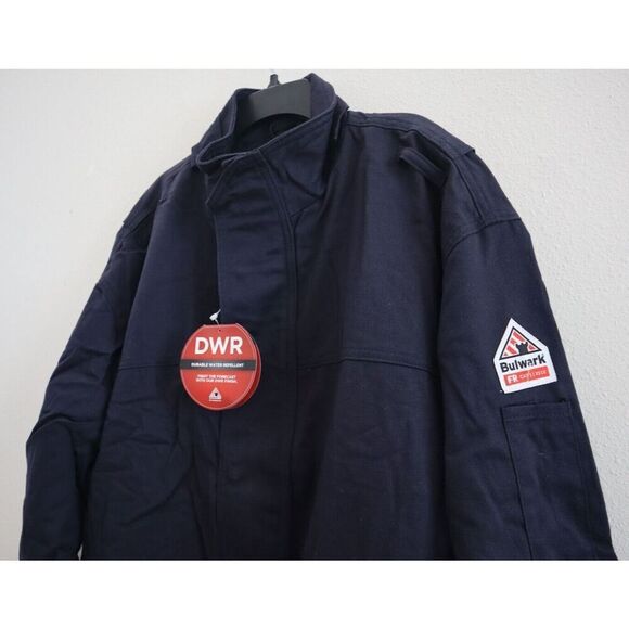 Bulwark JLJ6NV Men's Sz XL Navy DWR Flame Resistant Unlined Bomber Jacket - Picture 3 of 12